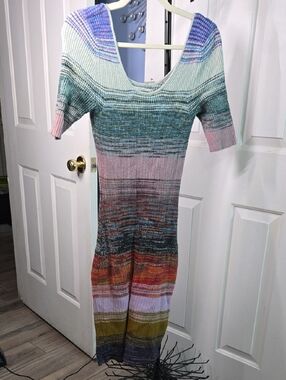 Anthropologie Blue-Green Ombre Ribbed Knit Dress